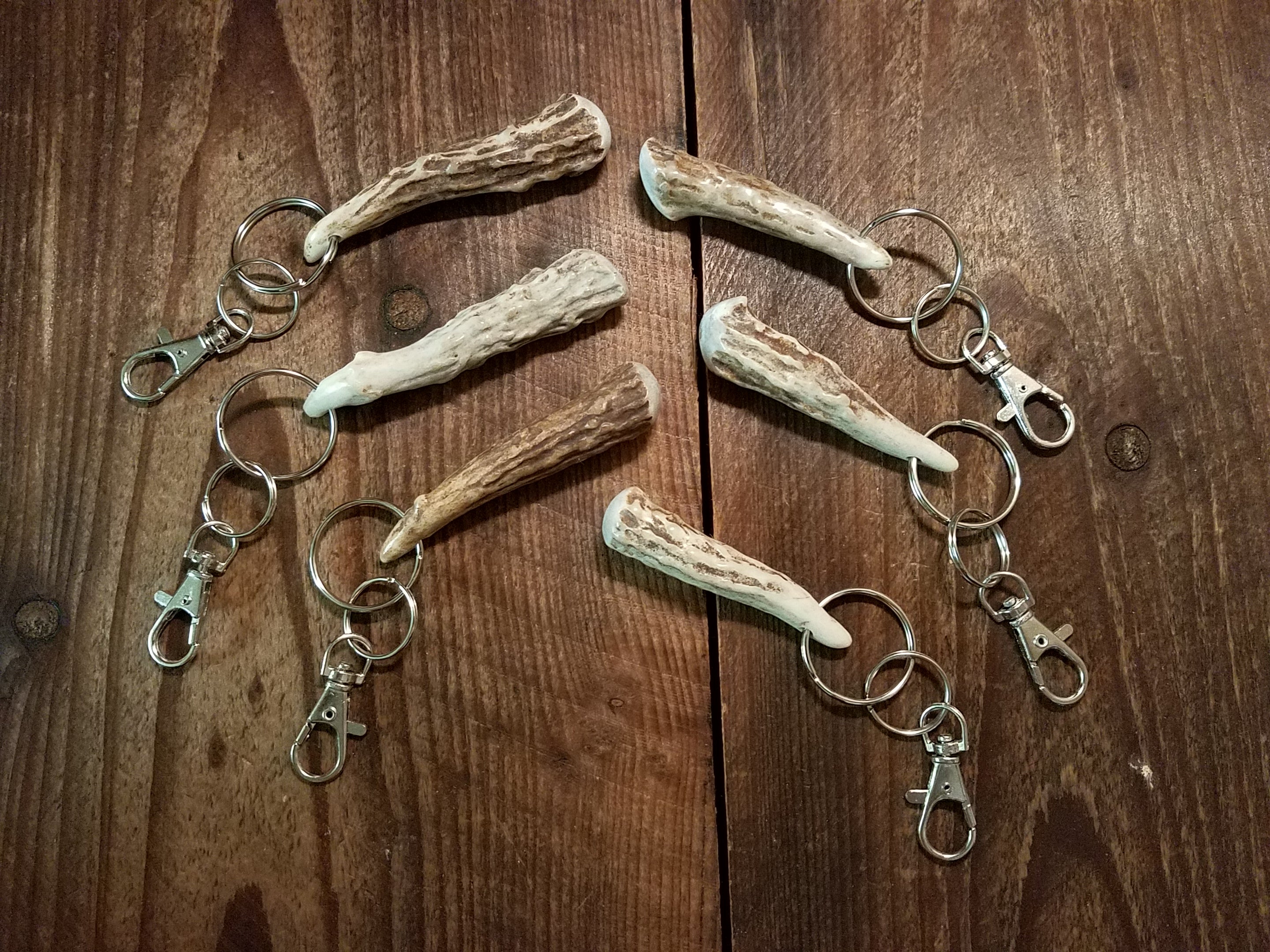 Guardian Brow Tine Key Rings in two sizes by Antler Artisans 